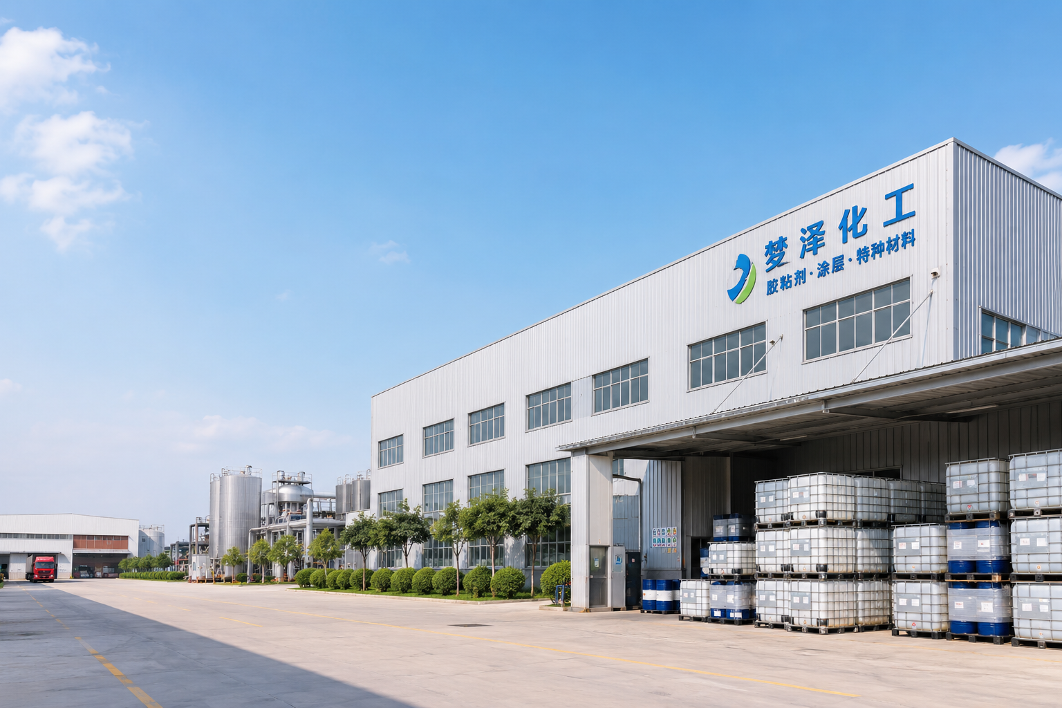 Mengze Chemical factory exterior and IBC warehouse stock